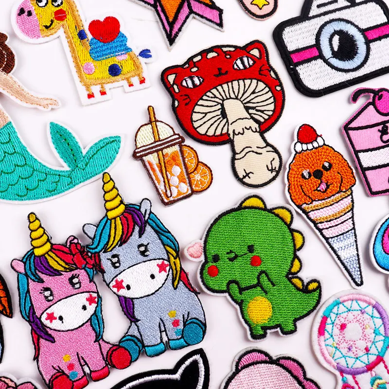 Mushroom Applique Embroidered Patches On Kids Clothes DIY Iron On Patches Cartoon Patches For Clothing Stickers Animal Badges