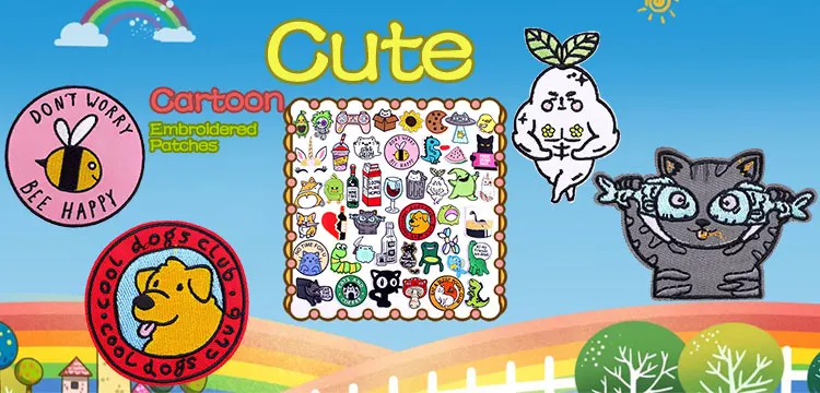 Mushroom Applique Embroidered Patches On Kids Clothes DIY Iron On Patches Cartoon Patches For Clothing Stickers Animal Badges