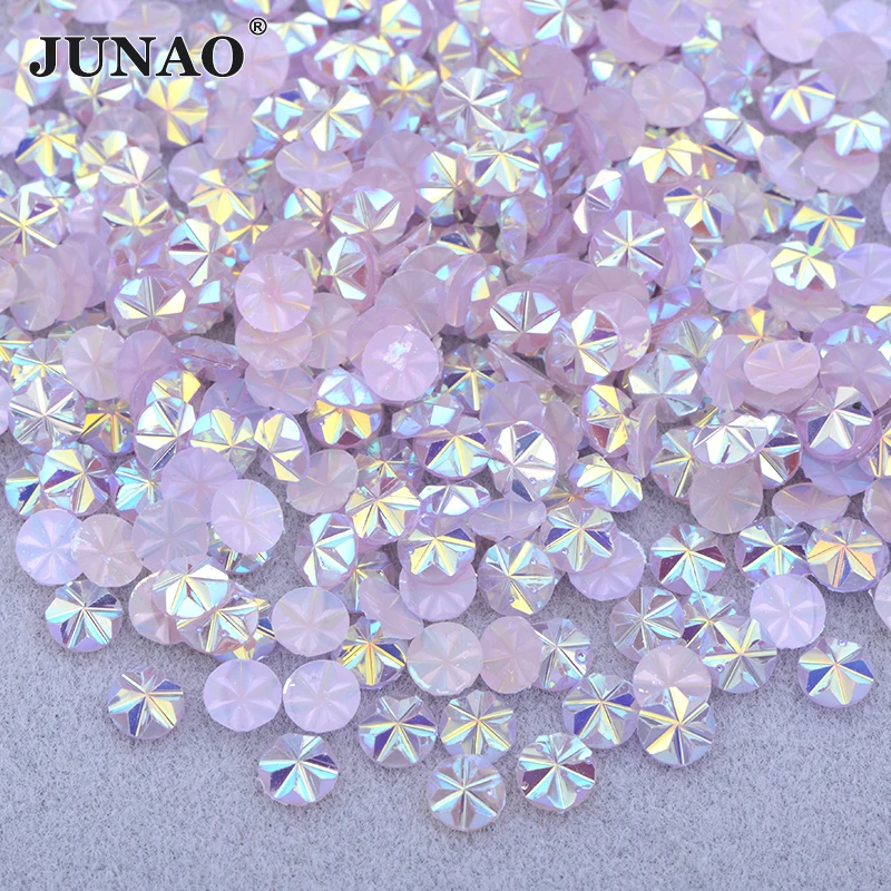 JUNAO 500pcs 5mm Mix Color Flowers Resin Nail Rhinestones Jelly AB Crystal Flatback Nail Stickers for Face Nail Art Decoration