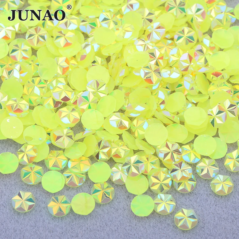 JUNAO 500pcs 5mm Mix Color Flowers Resin Nail Rhinestones Jelly AB Crystal Flatback Nail Stickers for Face Nail Art Decoration
