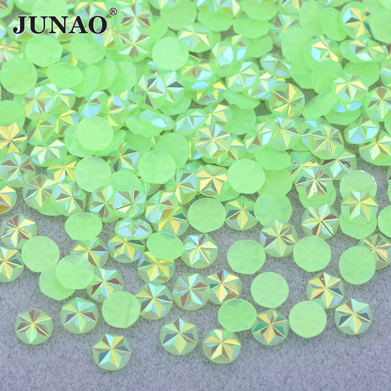 JUNAO 500pcs 5mm Mix Color Flowers Resin Nail Rhinestones Jelly AB Crystal Flatback Nail Stickers for Face Nail Art Decoration