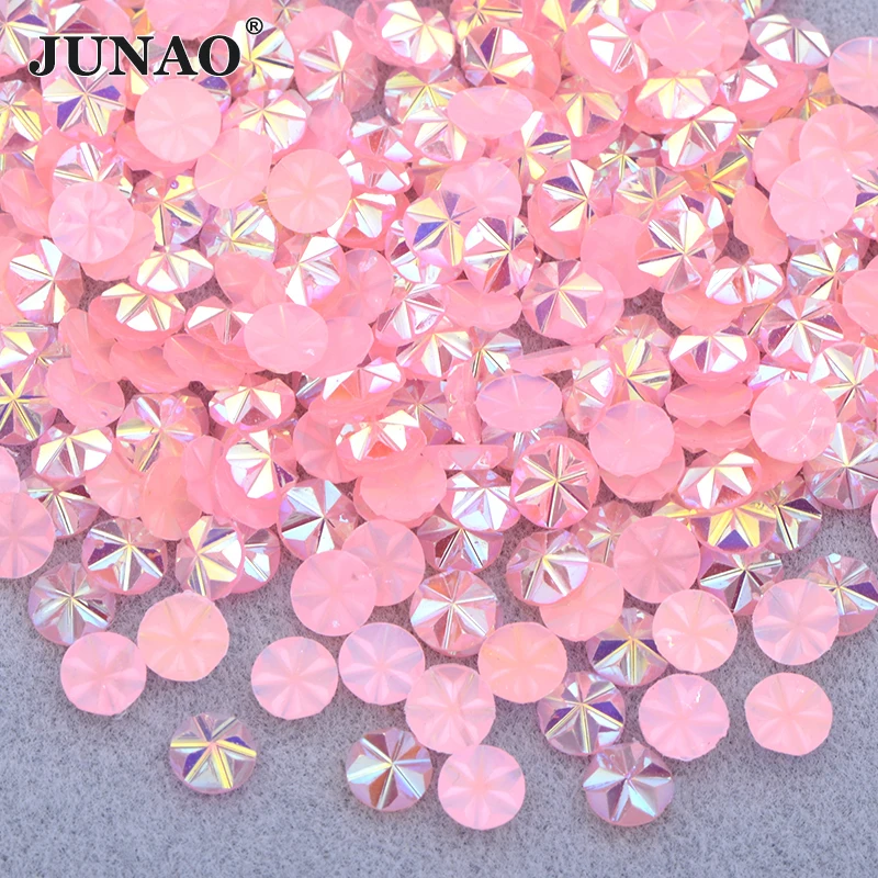 JUNAO 500pcs 5mm Mix Color Flowers Resin Nail Rhinestones Jelly AB Crystal Flatback Nail Stickers for Face Nail Art Decoration