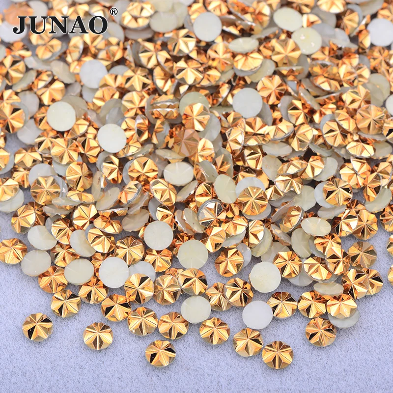 JUNAO 500pcs 5mm Mix Color Flowers Resin Nail Rhinestones Jelly AB Crystal Flatback Nail Stickers for Face Nail Art Decoration