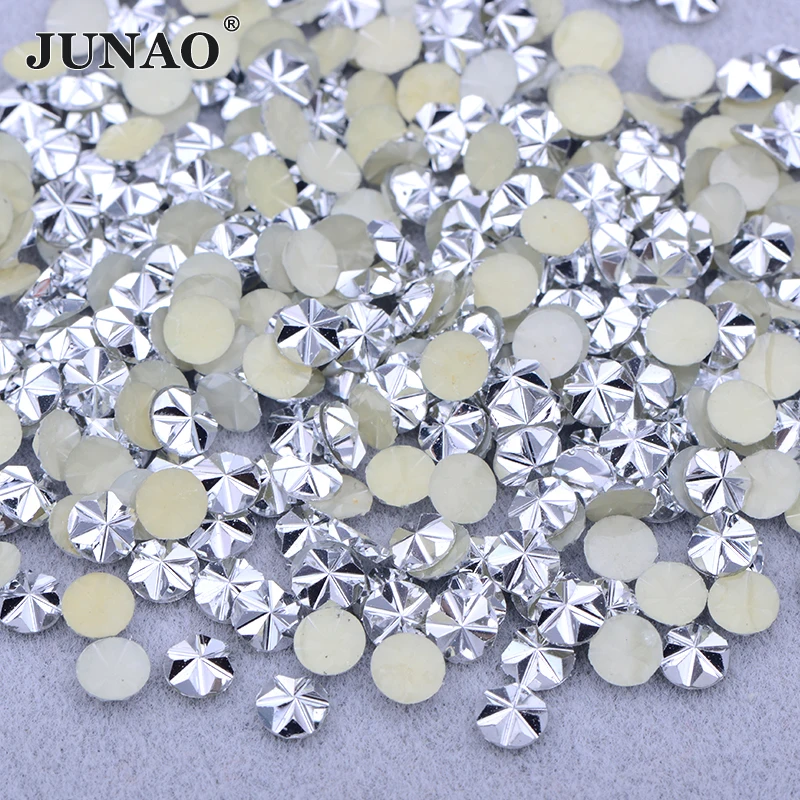 JUNAO 500pcs 5mm Mix Color Flowers Resin Nail Rhinestones Jelly AB Crystal Flatback Nail Stickers for Face Nail Art Decoration