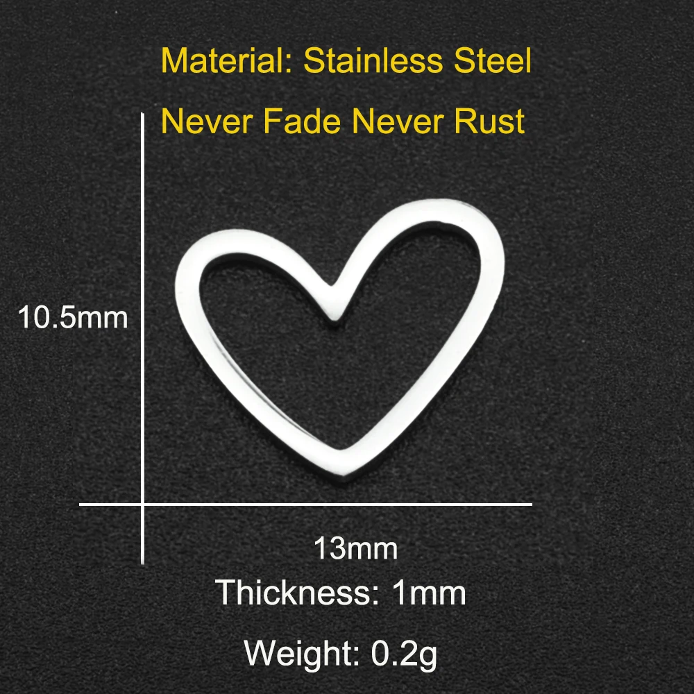10pcs/lot 316 Stainless Steel Heart Geometric DIY Earring Charm Connector Wholesale Top Quality Findings Accpet OEM Order