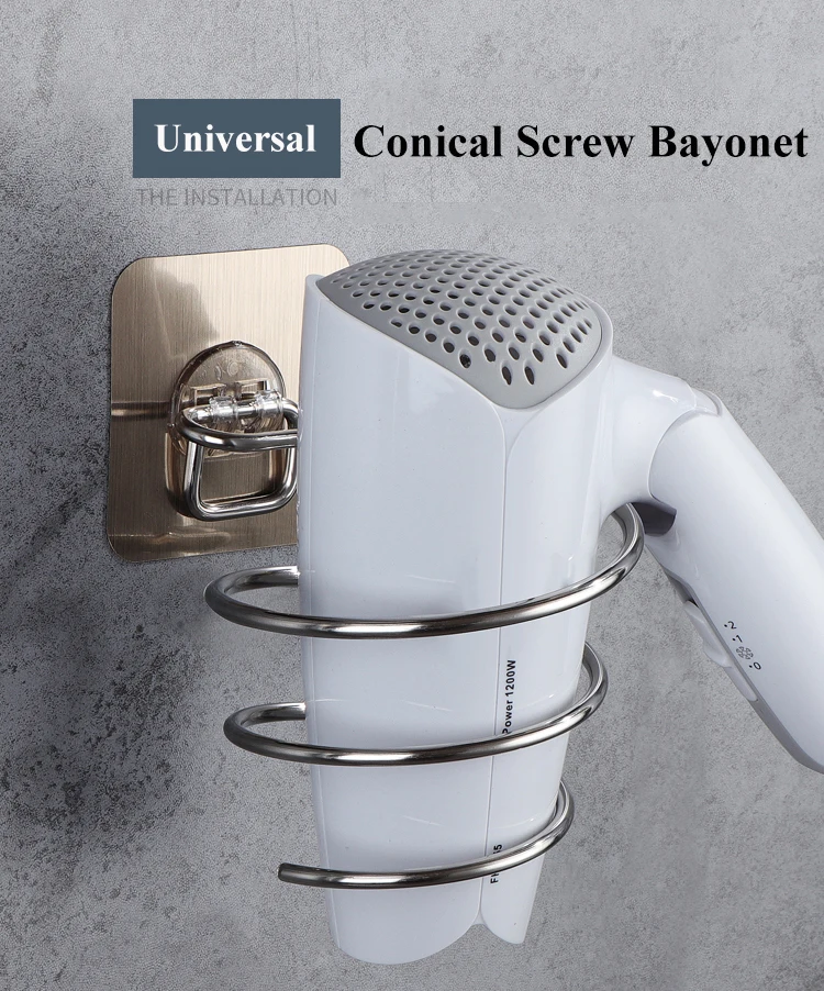 Bathroom Hair Dryer Holder Blower Home Organizer Adhesive Wall Mounted Nail Free No Trace Stickers Hair Care Dryer Storage Rack