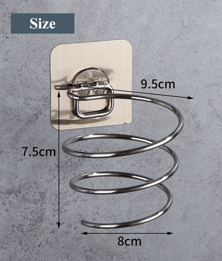 Bathroom Hair Dryer Holder Blower Home Organizer Adhesive Wall Mounted Nail Free No Trace Stickers Hair Care Dryer Storage Rack