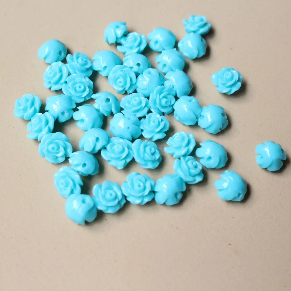 50pcs/Lot 6mm Artificial Coral Beads Cabochon Camelia Flower Shape Multi-Color Fashion Beads for Jewelry Making DIY Accessories