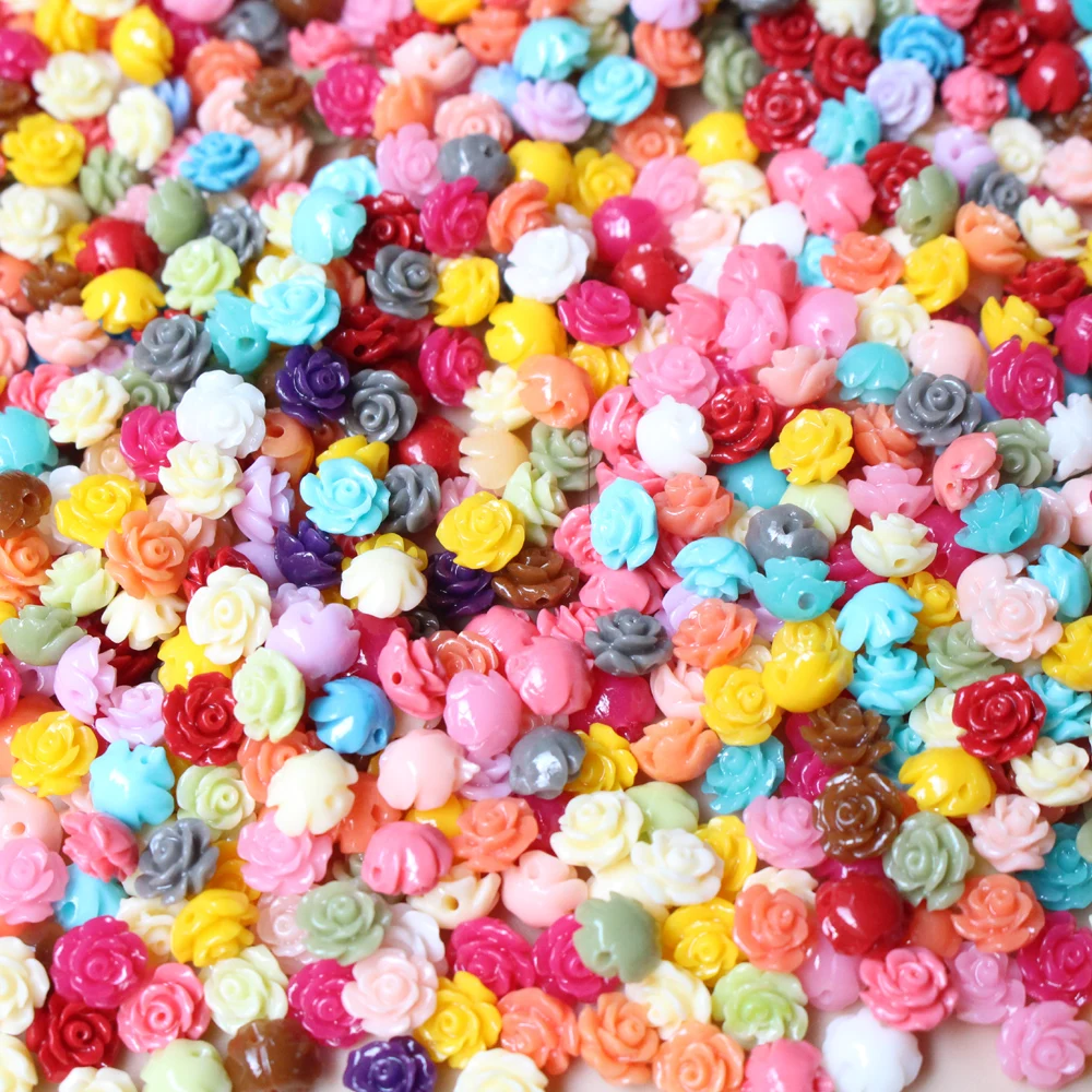 50pcs/Lot 6mm Artificial Coral Beads Cabochon Camelia Flower Shape Multi-Color Fashion Beads for Jewelry Making DIY Accessories