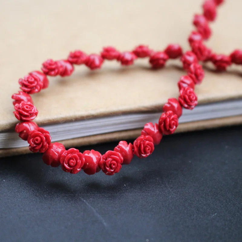 50pcs/Lot 6mm Artificial Coral Beads Cabochon Camelia Flower Shape Multi-Color Fashion Beads for Jewelry Making DIY Accessories