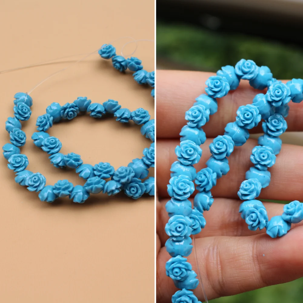 50pcs/Lot 6mm Artificial Coral Beads Cabochon Camelia Flower Shape Multi-Color Fashion Beads for Jewelry Making DIY Accessories