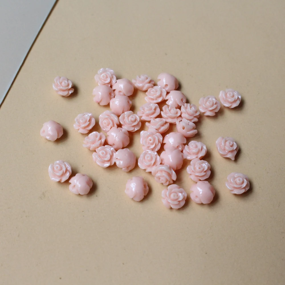 50pcs/Lot 6mm Artificial Coral Beads Cabochon Camelia Flower Shape Multi-Color Fashion Beads for Jewelry Making DIY Accessories