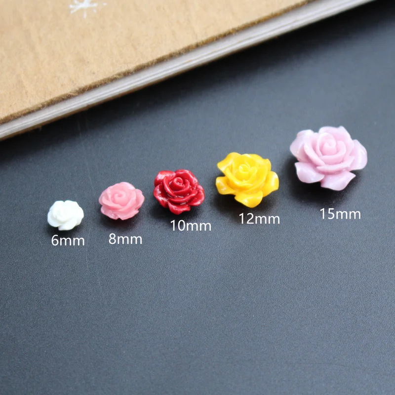 50pcs/Lot 6mm Artificial Coral Beads Cabochon Camelia Flower Shape Multi-Color Fashion Beads for Jewelry Making DIY Accessories