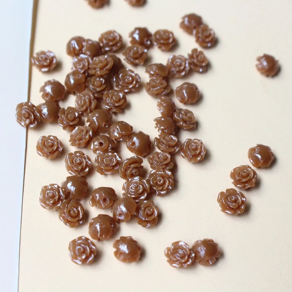 50pcs/Lot 6mm Artificial Coral Beads Cabochon Camelia Flower Shape Multi-Color Fashion Beads for Jewelry Making DIY Accessories