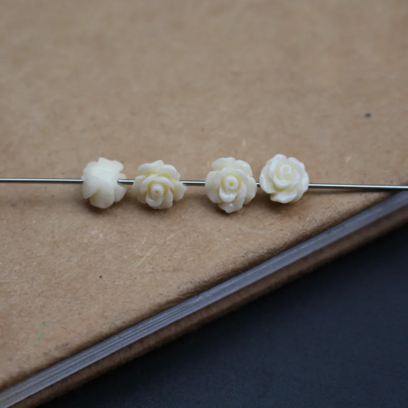 50pcs/Lot 6mm Artificial Coral Beads Cabochon Camelia Flower Shape Multi-Color Fashion Beads for Jewelry Making DIY Accessories