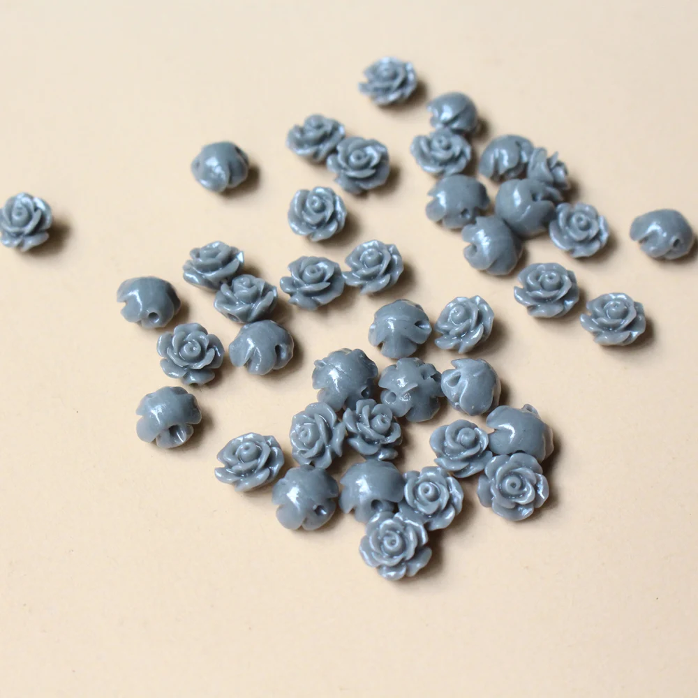 50pcs/Lot 6mm Artificial Coral Beads Cabochon Camelia Flower Shape Multi-Color Fashion Beads for Jewelry Making DIY Accessories