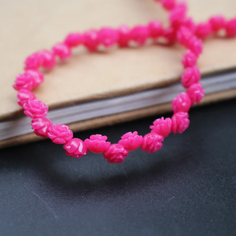 50pcs/Lot 6mm Artificial Coral Beads Cabochon Camelia Flower Shape Multi-Color Fashion Beads for Jewelry Making DIY Accessories