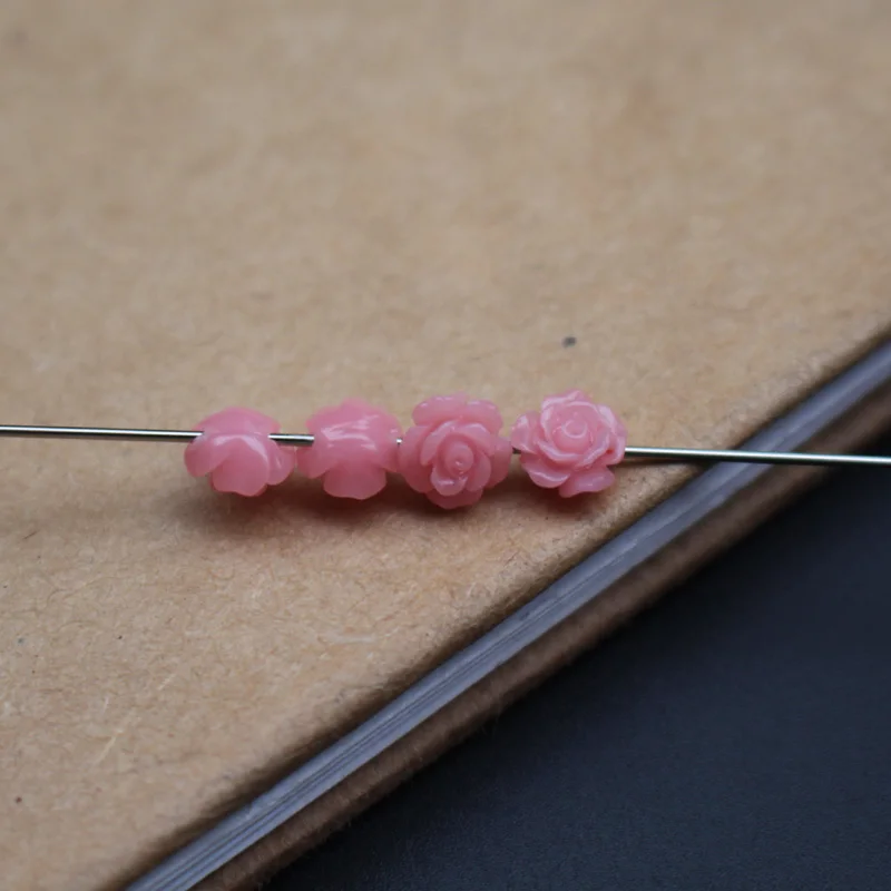 50pcs/Lot 6mm Artificial Coral Beads Cabochon Camelia Flower Shape Multi-Color Fashion Beads for Jewelry Making DIY Accessories