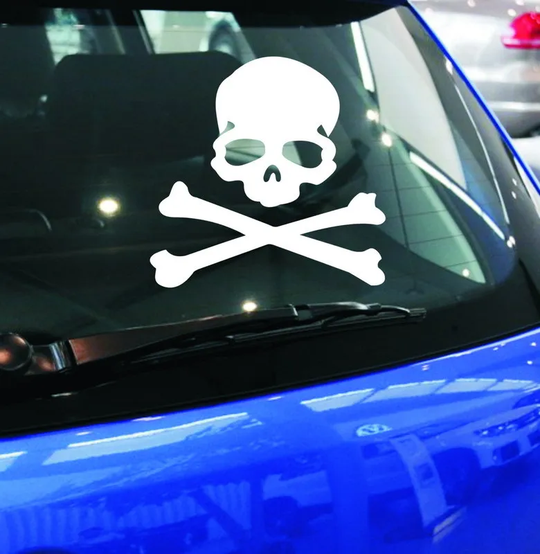 Car Stickers Hazard Warning Skulls Crossbones Reflective Decals For Rearview Mirrors Windshield Bumper Trunk Motorcycle