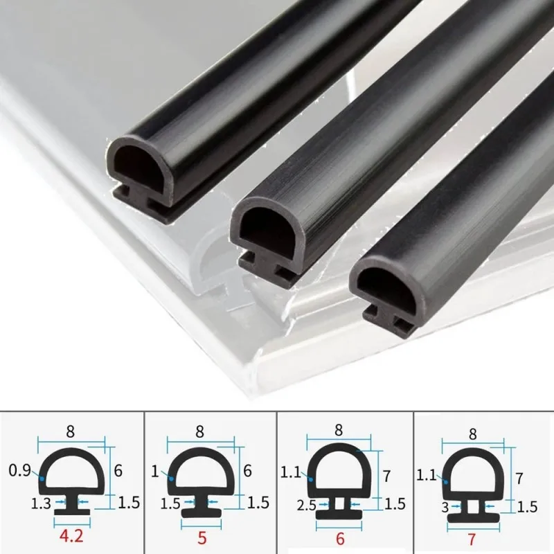 5/10M Bottom Width 5/6/7mm EPDM Sealing Strips Bridge Aluminum Door/Window Sealed Plastic Energy Saving and Doors