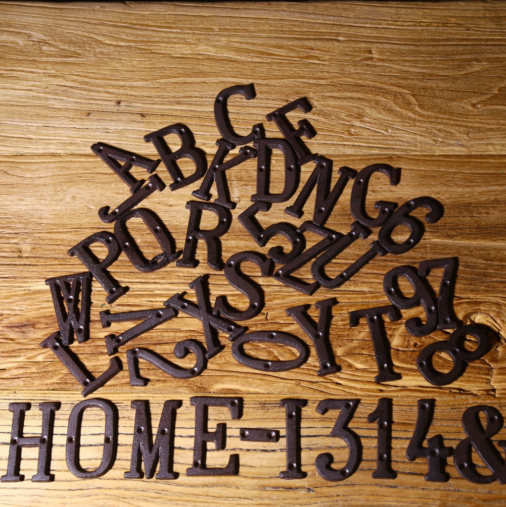 Metal Letters Numbers Cast Iron Decoration House Sign Doorplate DIY Cafe Wall CLH@8