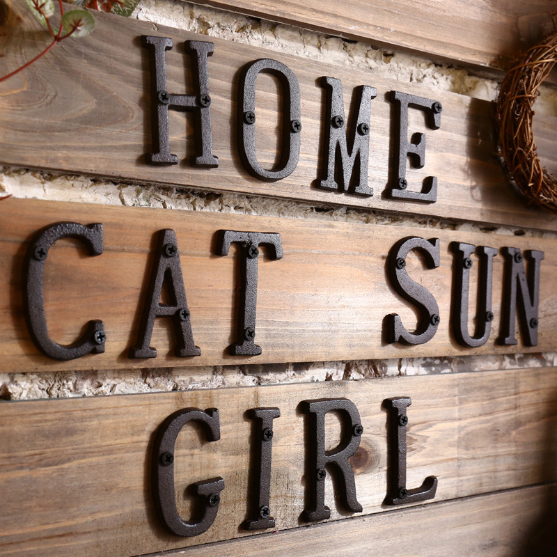 Metal Letters Numbers Cast Iron Decoration House Sign Doorplate DIY Cafe Wall CLH@8