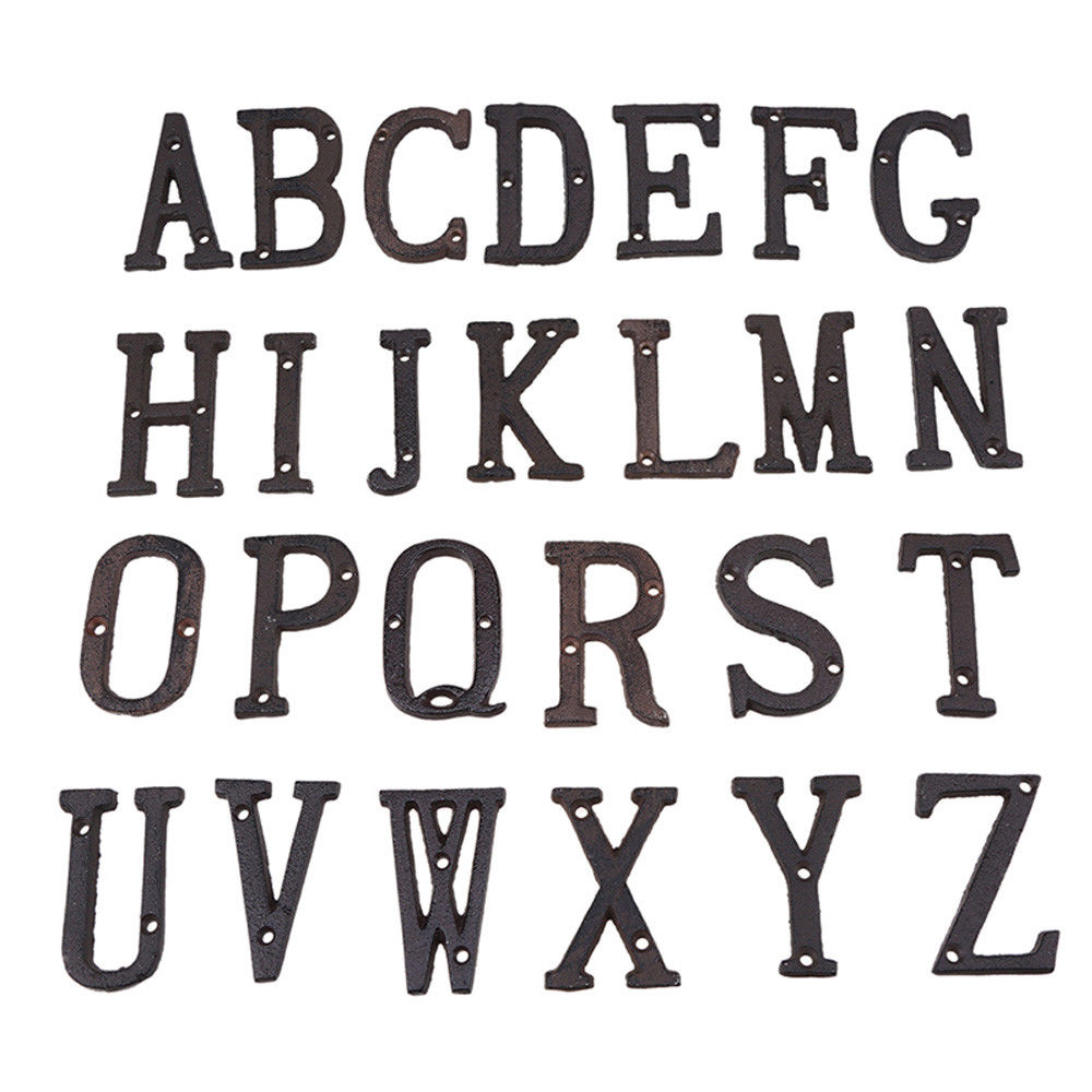 Metal Letters Numbers Cast Iron Decoration House Sign Doorplate DIY Cafe Wall CLH@8