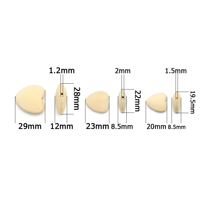 20/22/30mm Peach heart Wood Ecofriendly Wooden Charm Loose Beads For Jewelry Making DIY Bracelets Necklace Pendant Accessories