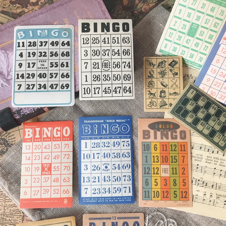 15Pcs/Pack Vintage European BIngo Card Sticker DIY Craft Scrapbooking Album Junk Journal Planner Decorative Stickers