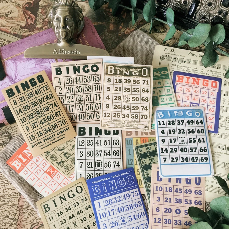 15Pcs/Pack Vintage European BIngo Card Sticker DIY Craft Scrapbooking Album Junk Journal Planner Decorative Stickers