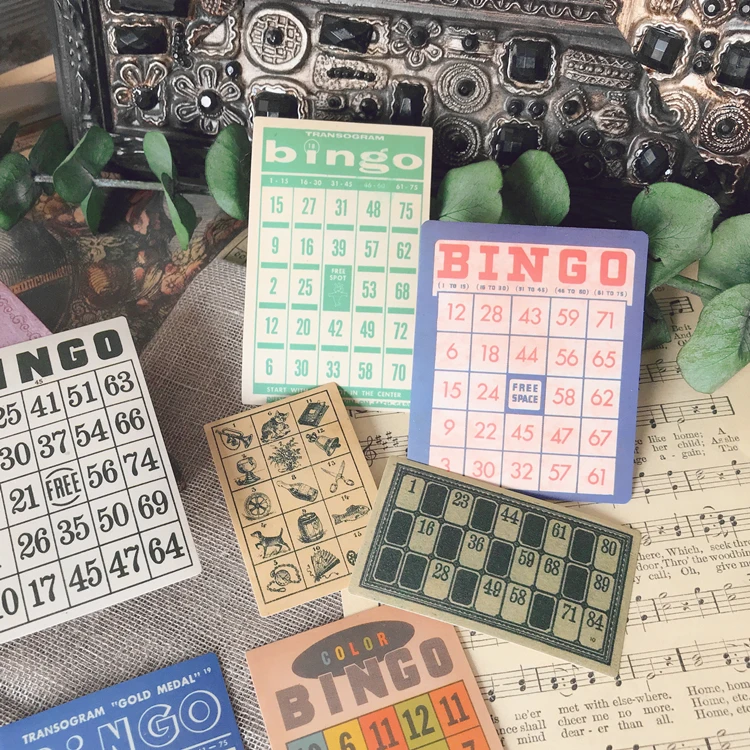15Pcs/Pack Vintage European BIngo Card Sticker DIY Craft Scrapbooking Album Junk Journal Planner Decorative Stickers