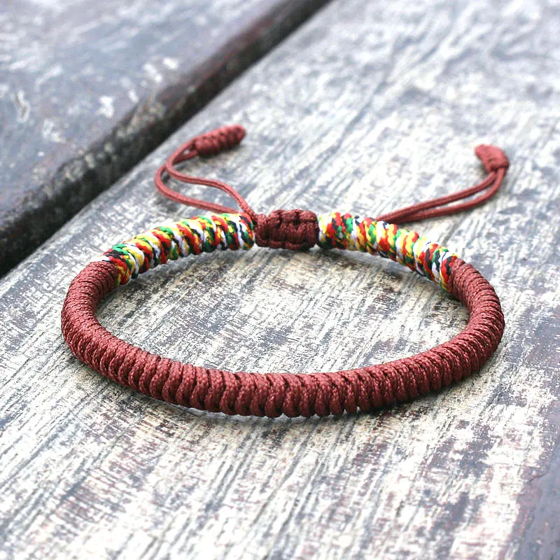 New Men Bracelet Tibetan Buddhist Handmade Braided Adjustable King Kong Knot Rope Chain Bracelets & Bangles Male Lucky Jewelry