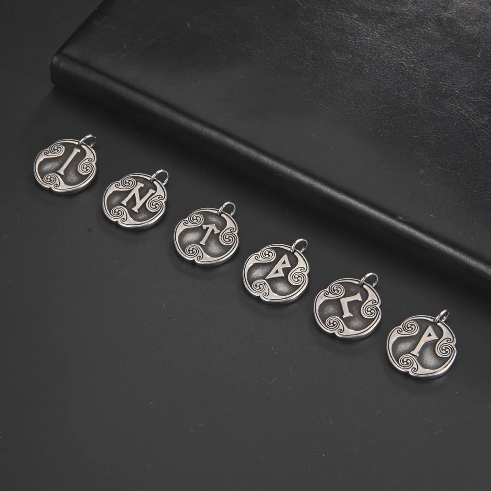 Dropshipping 1pcs Odin Runes Nordic Letter DIY Handmade Charms for Jewelry Stainless Steel Futhark Futhorc Pendants Making Bulk