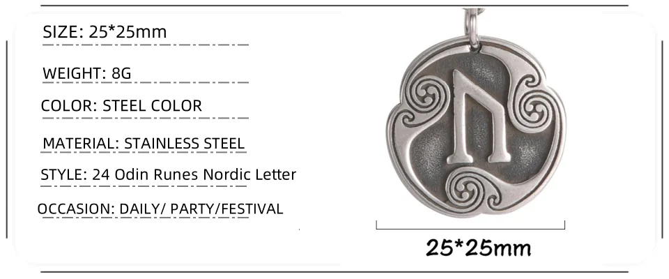 Dropshipping 1pcs Odin Runes Nordic Letter DIY Handmade Charms for Jewelry Stainless Steel Futhark Futhorc Pendants Making Bulk