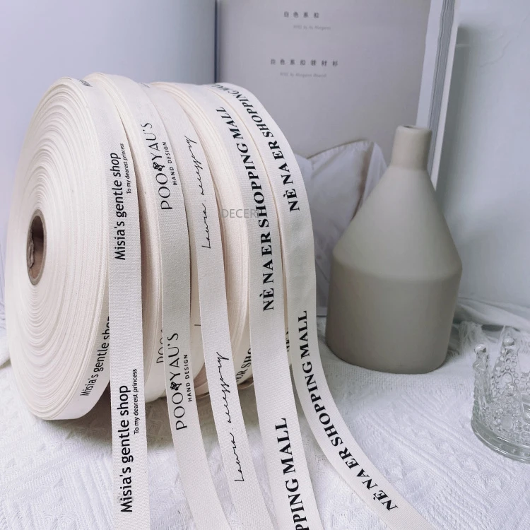 100 Yards Cotton Ribbon Customized Logo Wedding Decorate Handmade Mark Label Cake Flower Store Gift Package