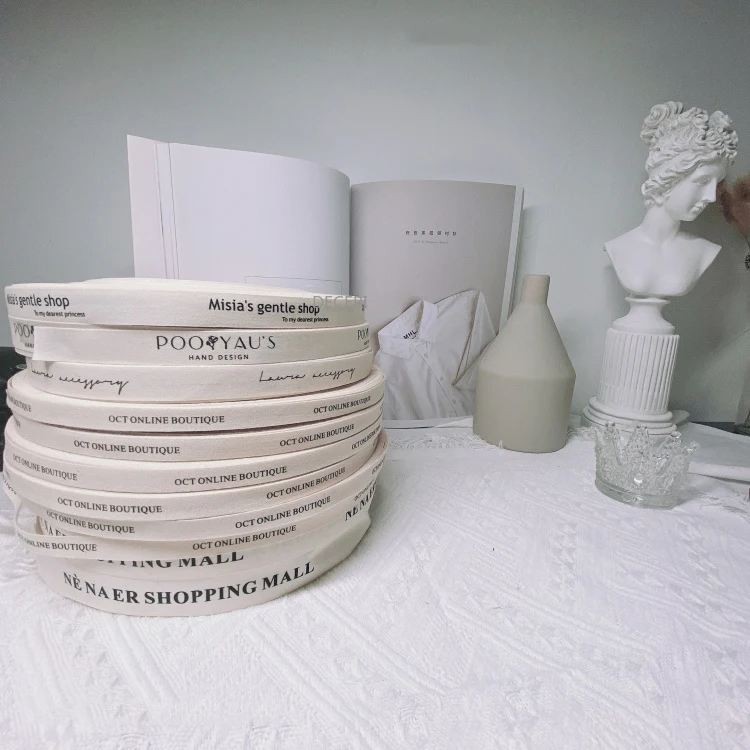 100 Yards Cotton Ribbon Customized Logo Wedding Decorate Handmade Mark Label Cake Flower Store Gift Package