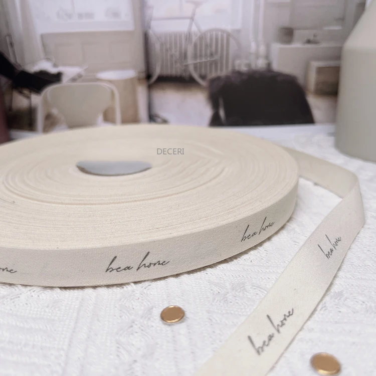 100 Yards Cotton Ribbon Customized Logo Wedding Decorate Handmade Mark Label Cake Flower Store Gift Package