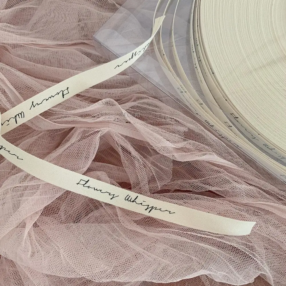 100 Yards Cotton Ribbon Customized Logo Wedding Decorate Handmade Mark Label Cake Flower Store Gift Package
