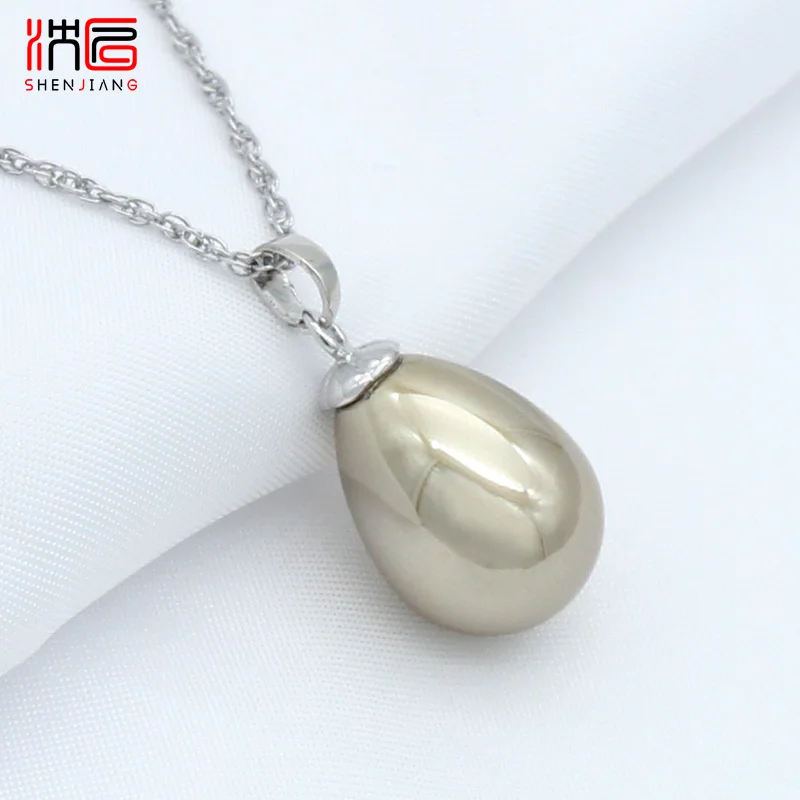 SHENJIANG Fashion Elegant 585 Rose Gold Color Water Drop Simulated Pearl Pendant Necklace For Women Wedding Party Jewelry