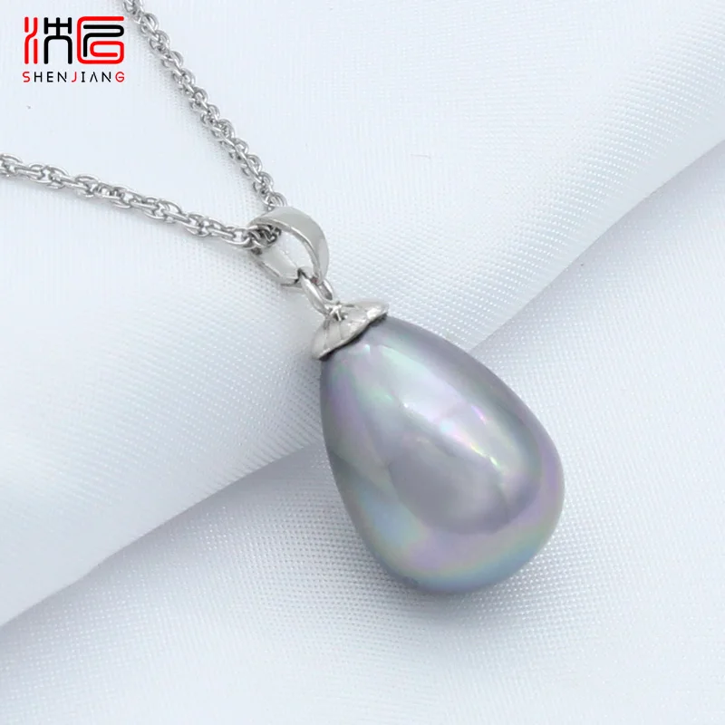 SHENJIANG Fashion Elegant 585 Rose Gold Color Water Drop Simulated Pearl Pendant Necklace For Women Wedding Party Jewelry