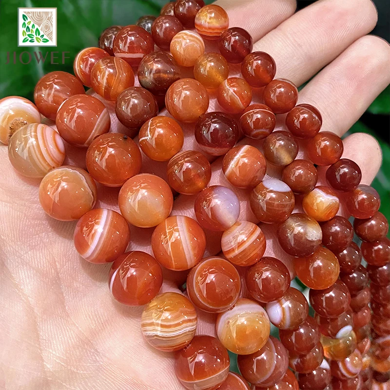 Red Banded Lace Agates Round Beads Diy Charms Bracelet Necklace Natural Stone for Jewelry Making 15" Strand 4/6/8/10/12/14mm