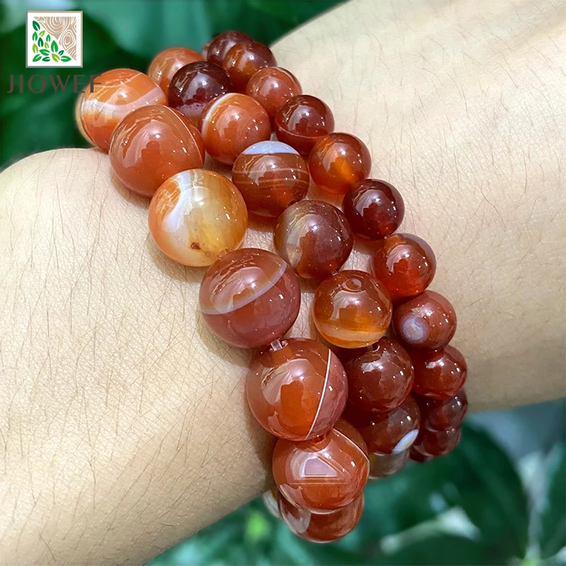 Red Banded Lace Agates Round Beads Diy Charms Bracelet Necklace Natural Stone for Jewelry Making 15" Strand 4/6/8/10/12/14mm