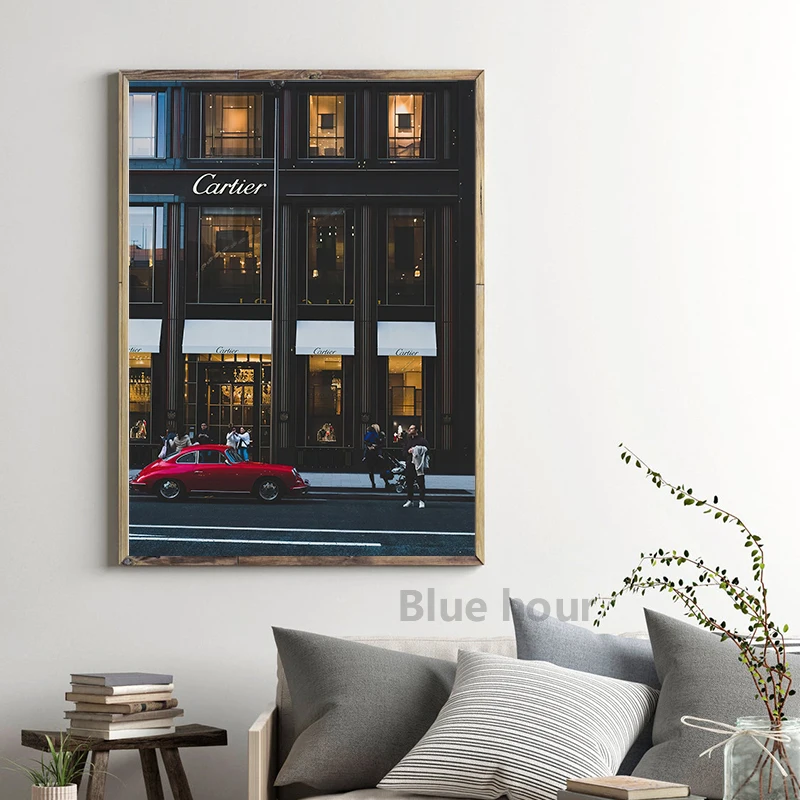 European Street Canvas Painting Fashion Black White Vintage Photo Posters and Prints Wall Pictures for Living Room Home Decor