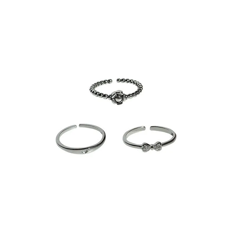 VENTFILLE 925 Sterling Silver Ring for Women Girl Gift Flower Bow Love Combination Ins Niche Jewelry Dropship Wholesale
