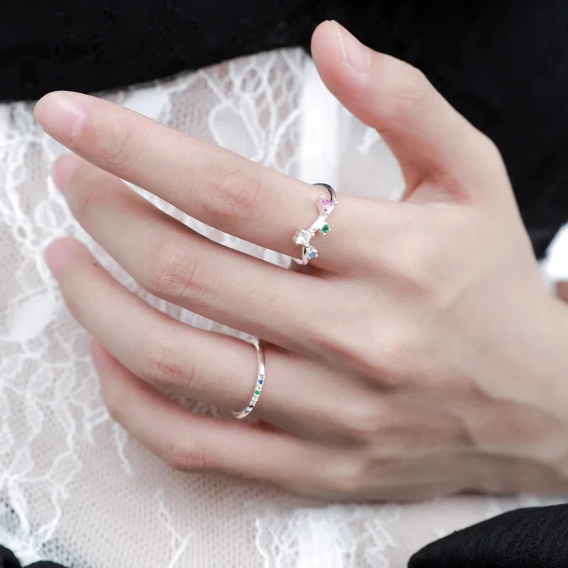 VENTFILLE 925 Sterling Silver Ring for Women Girl Gift Flower Bow Love Combination Ins Niche Jewelry Dropship Wholesale