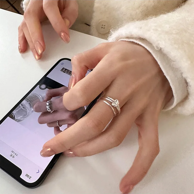 VENTFILLE 925 Sterling Silver Ring for Women Girl Gift Flower Bow Love Combination Ins Niche Jewelry Dropship Wholesale