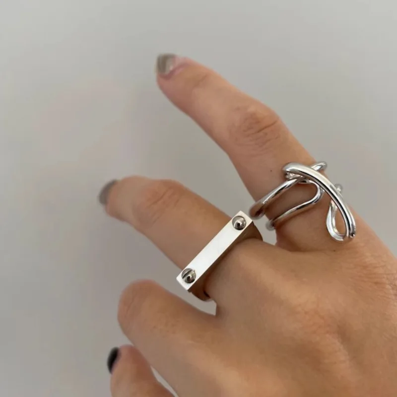 VENTFILLE 925 Sterling Silver Ring for Women Girl Gift Flower Bow Love Combination Ins Niche Jewelry Dropship Wholesale