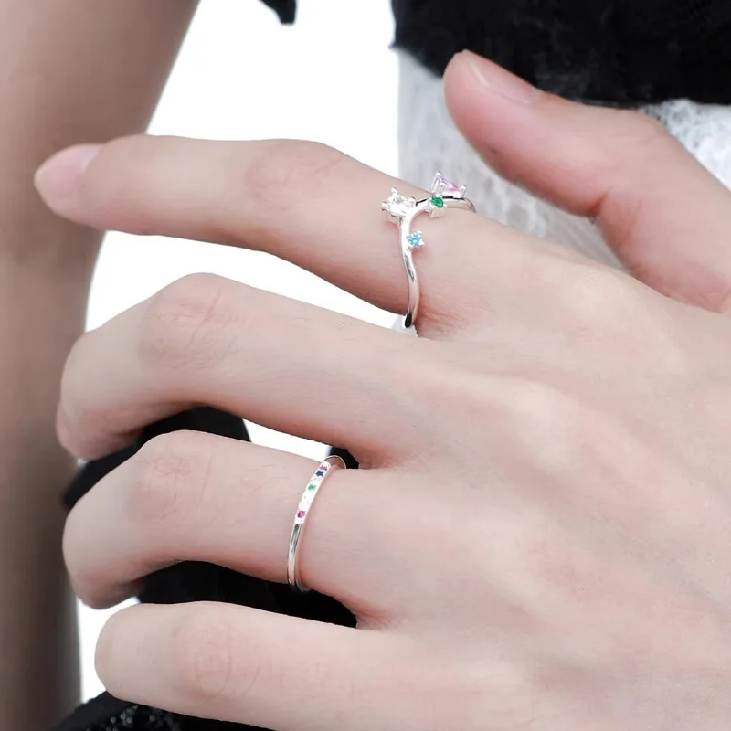 VENTFILLE 925 Sterling Silver Ring for Women Girl Gift Flower Bow Love Combination Ins Niche Jewelry Dropship Wholesale