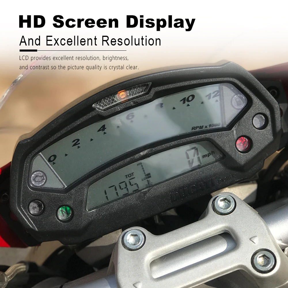 LCD Display Ultra Thin for Ducati Monster 696 796 1100 795 Accessories Speedometer Motorcycle HD Screen Instrument Guages