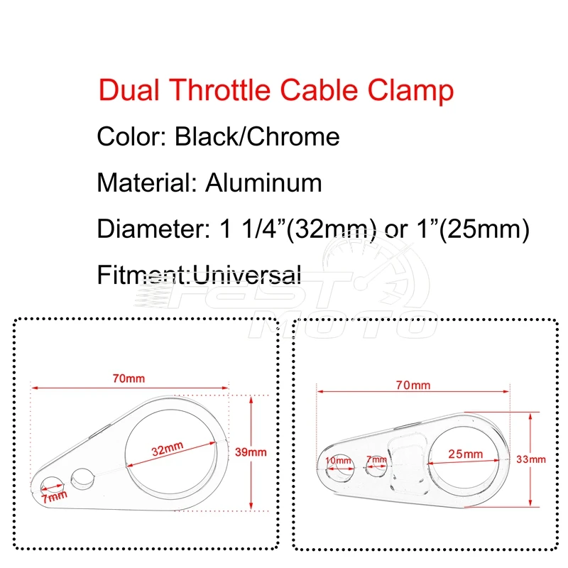 1" 25mm 1-1/4" 32mm Motorcycle Frame Handlebar Clutch Cable Brake Line Clamp Fixed Clips Wiring Support Adapter for Harley